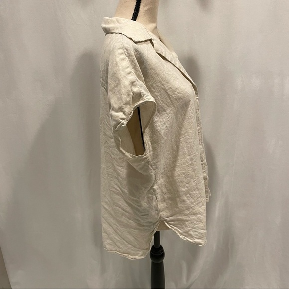 Banana Republic cream linen cap sleeve breezy button front oversized blouse - Picture 6 of 7